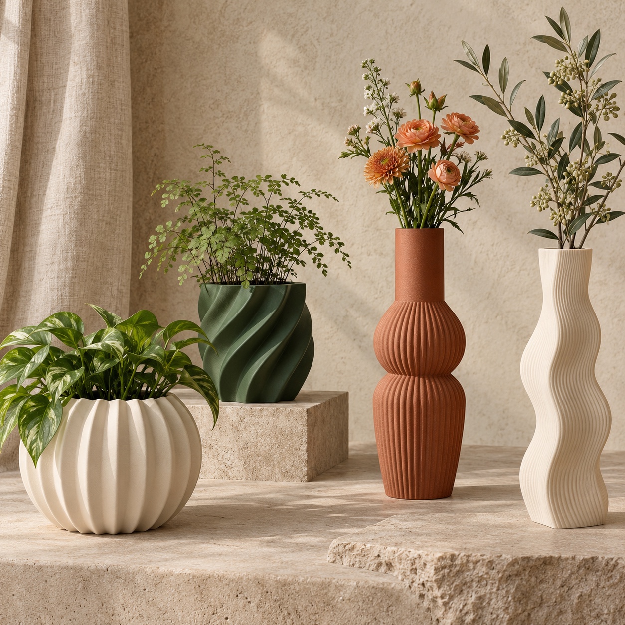 Sculptural flower vase collection concept