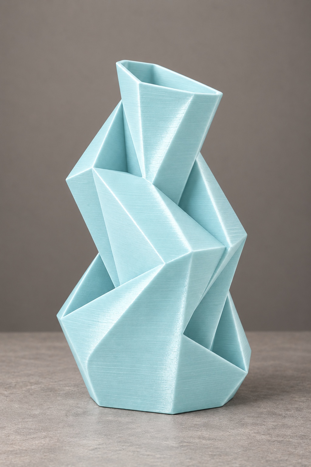 Facet Fold vase concept · Full form · Sea Salt Blue (BS290) sample-based direction. AI design visualization.